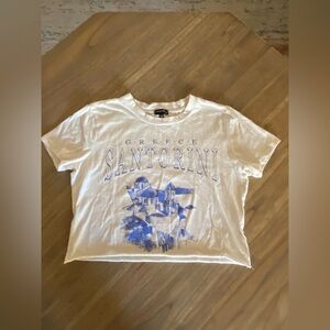 White and Blue Santorini Graphic T-Shirt
